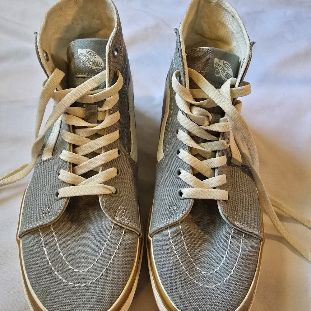 Vans Gray Light Blue/Gray Canvas Sk8-Hi Tapered Platform - Womens 10.5, Mens 9
